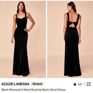 Azazie black velvet bridesmaid dress